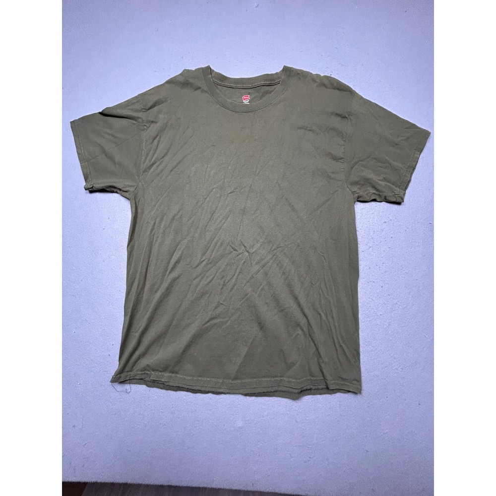 Hanes T-Shirt 100% Cotton Olive Green XL Mens